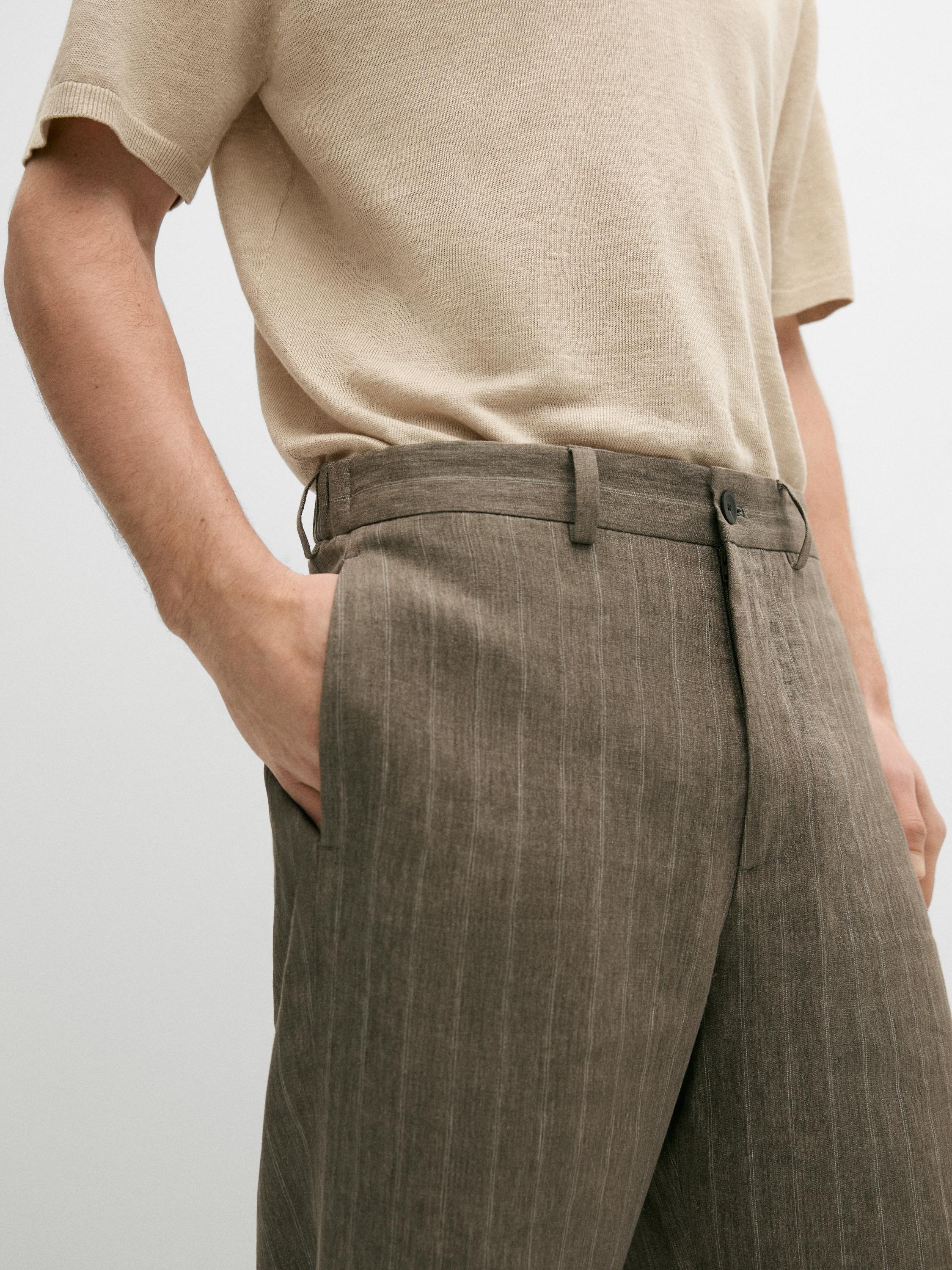 Striped linen trousers